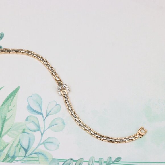 "Elegant Rose Gold Bracelet with Sparkling U-Shaped Center Charm, XPBL0734 - Picture 4 of 12